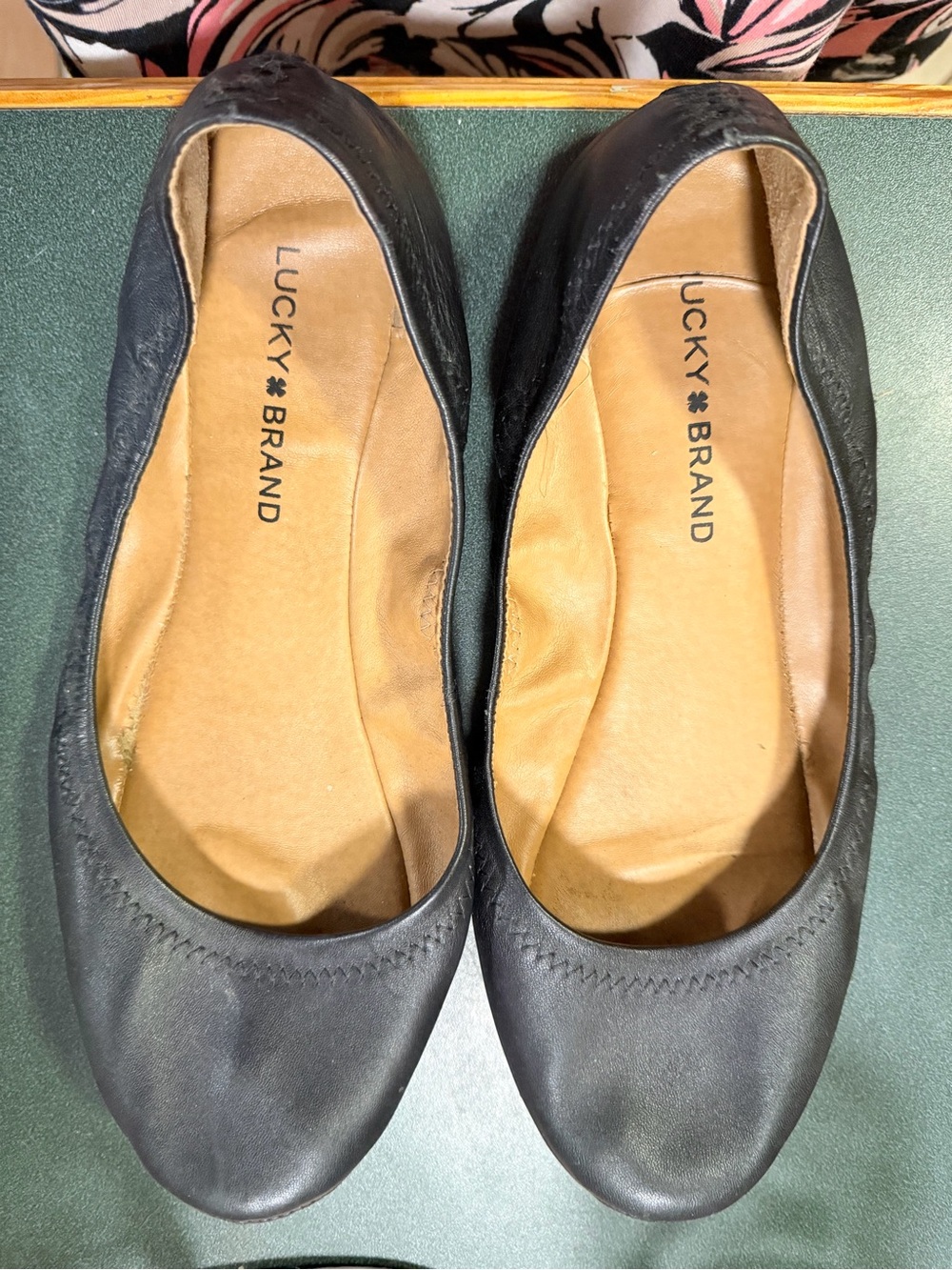 Lucky Brand Black Leather Slip-On Ballet Flats